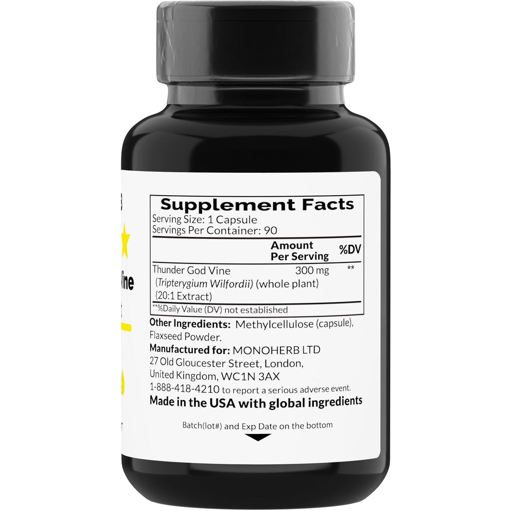 MONOHERB Thunder God Vine 300mg (20:1 Extract) - 90 Veg Capsules - Made in USA