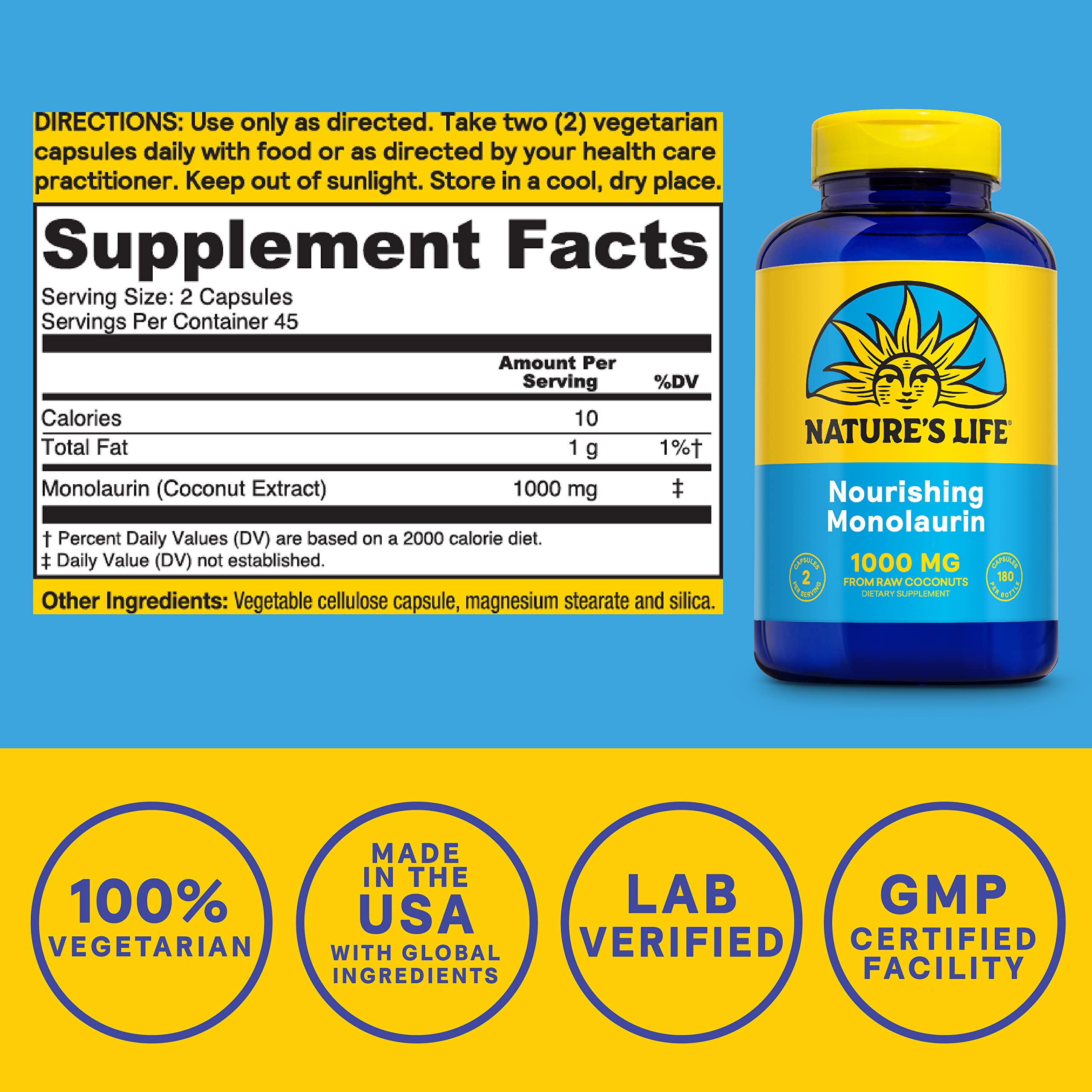 Nature's Life Monolaurin 1000 mg – Immune & Gut Health