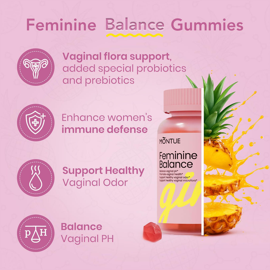 Montue Premium Diamond Feminine Balance Gummies – pH Balance, Probiotics, Prebiotics, Vegan