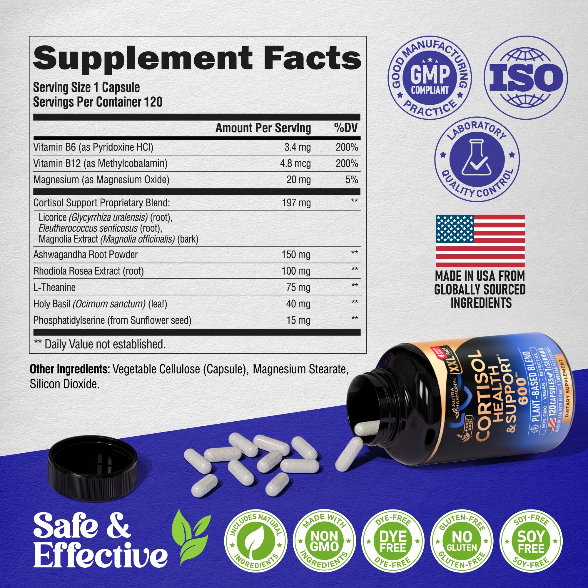 Cortisol Support for Women – Plant-Based Balance (Ashwagandha, Rhodiola, L-Theanine) | Nutraharmony