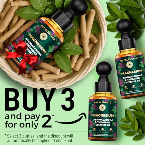 Liquid Magnesium Glycinate for Sleep with L-Theanine, Ashwagandha & Vitamin D3 | Magnesium Sleep Support