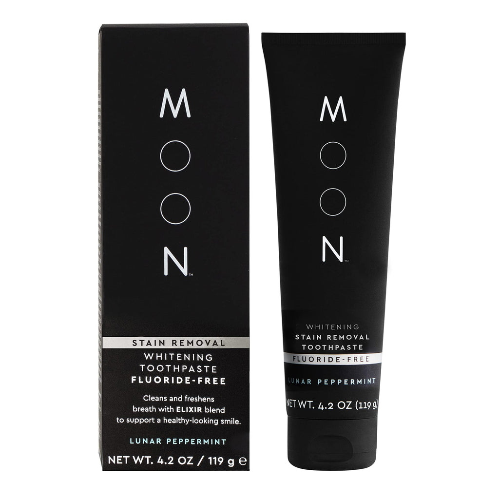 MOON Fluoride-Free Toothpaste | Stain Removal & Whitening for Adults & Kids | Peppermint