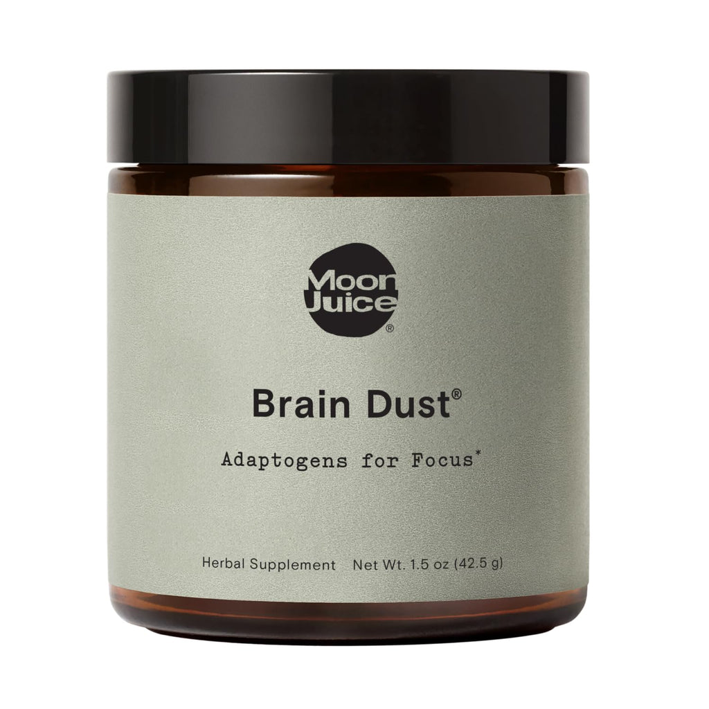 Moon Juice Brain Dust - Adaptogenic Mushroom Support for Focus, Memory & Clarity | Lion’s Mane, Ginkgo Biloba & Ashwagandha - Caffeine-Free, Vegan - 1.5 oz