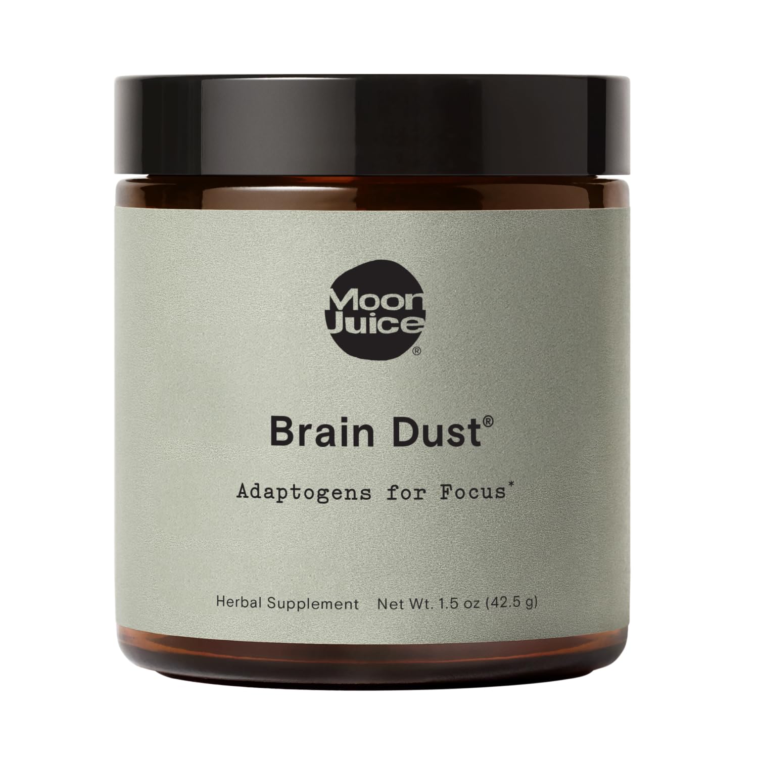 Moon Juice Brain Dust - Adaptogenic Mushroom Support for Focus, Memory & Clarity | Lion’s Mane, Ginkgo Biloba & Ashwagandha - Caffeine-Free, Vegan - 1.5 oz
