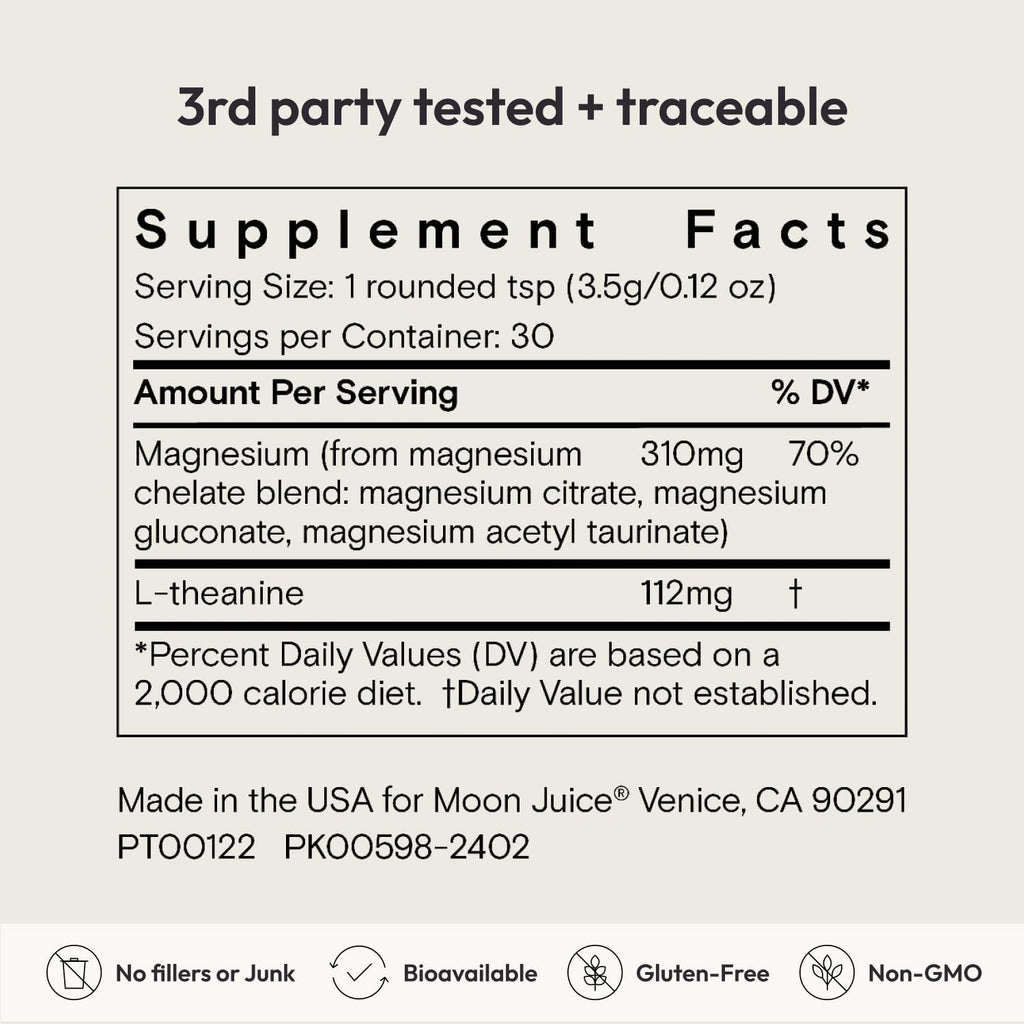 Moon Juice Magnesi-Om Magnesium Powder with L-Theanine | Sleep, Calm & Digestive Support | 30 Servings