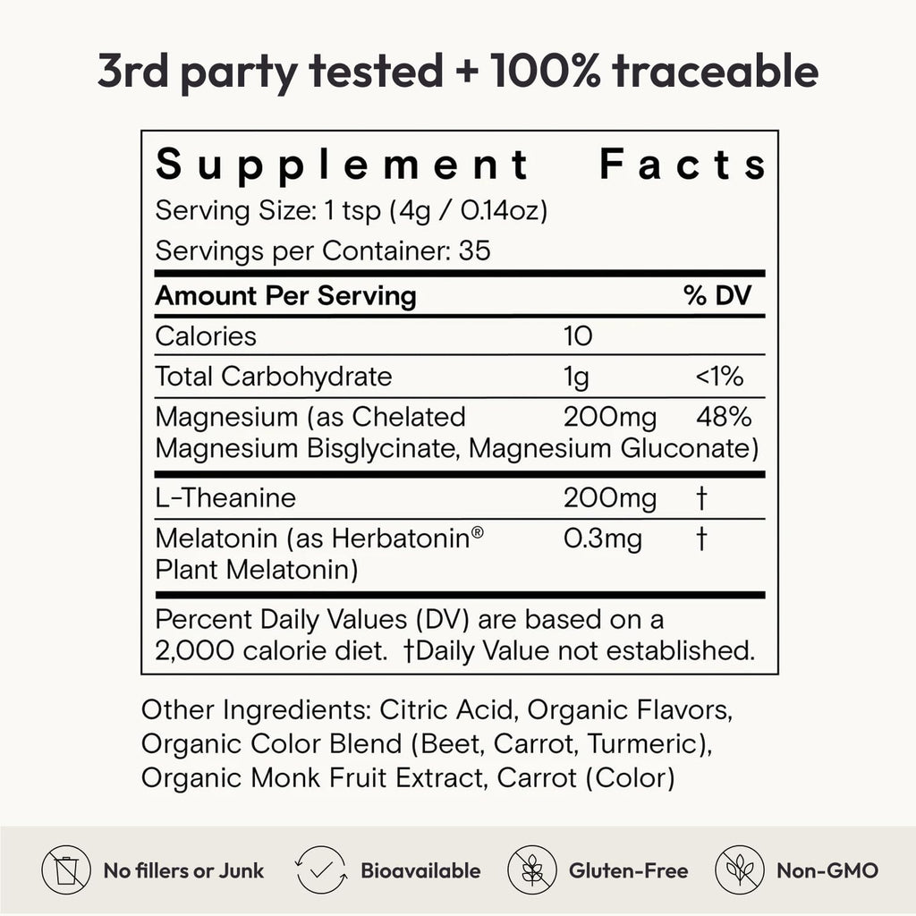 Moon Juice Sleepy Magnesi-Om – Magnesium Sleep Support with L-Theanine & Plant-Based Melatonin (Cherry, 35 Servings)