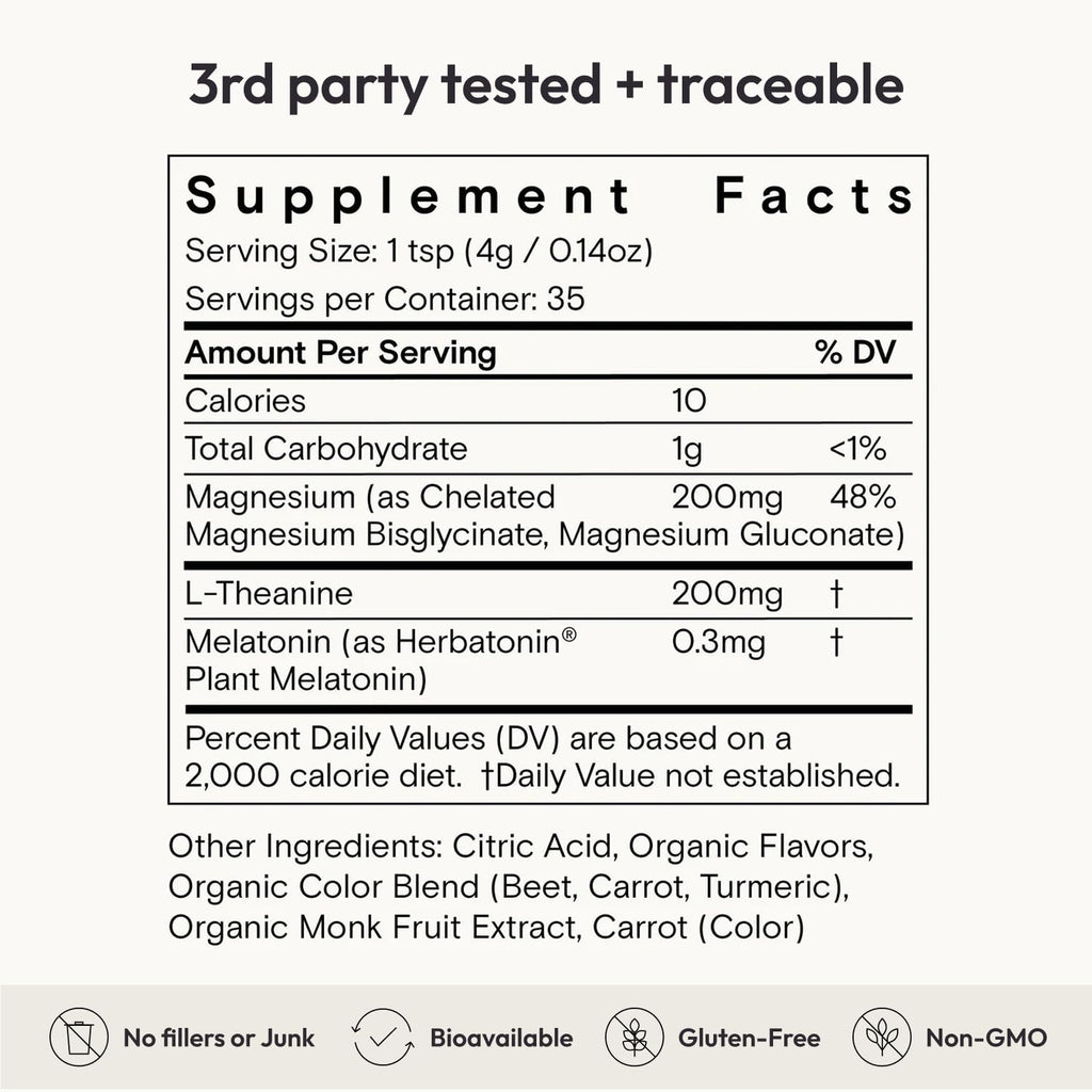 Moon Juice Sleepy Magnesi-Om – Magnesium Sleep Support with L-Theanine & Plant-Based Melatonin (Cherry, 35 Servings)