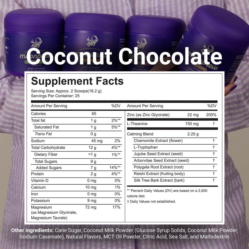 MoonBrew Nighttime Magnesium Coconut Chocolate Sleep Drink Mix – Melatonin-Free