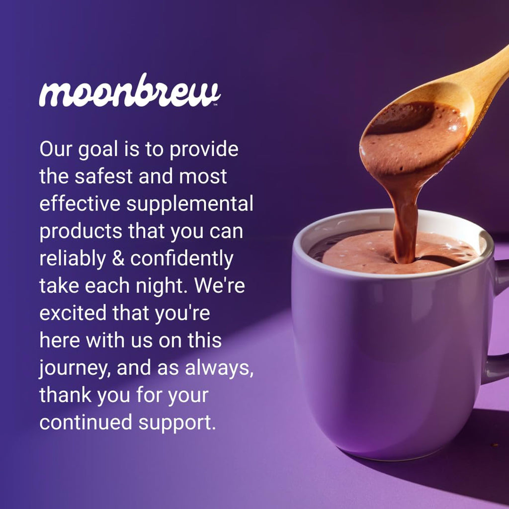 MoonBrew Nighttime Magnesium Hot Cocoa – Sleep Support (Melatonin-Free) with L-Theanine & Chamomile