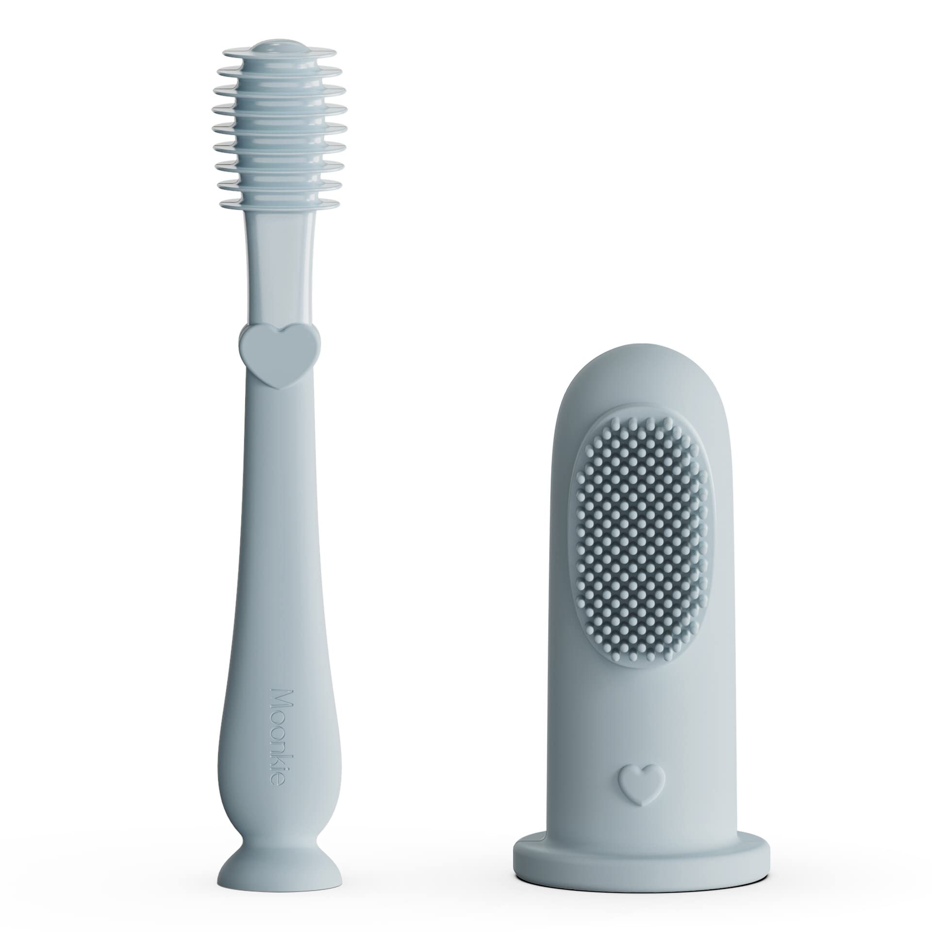 Moonkie Baby Finger Toothbrush & Tongue Cleaner Kit – 2 Pcs (Cloud) for 3+ Months