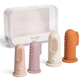 Moonkie Baby Finger Toothbrush Kit - 4 Pcs Small & Large for 3 Months+ | Blush/Pale Mauve, Clay/Ivory