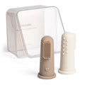 Moonkie Baby Finger Toothbrush Kit – Teething Safe, 2 Pcs (Warm Taupe / Ivory), 3+ Months