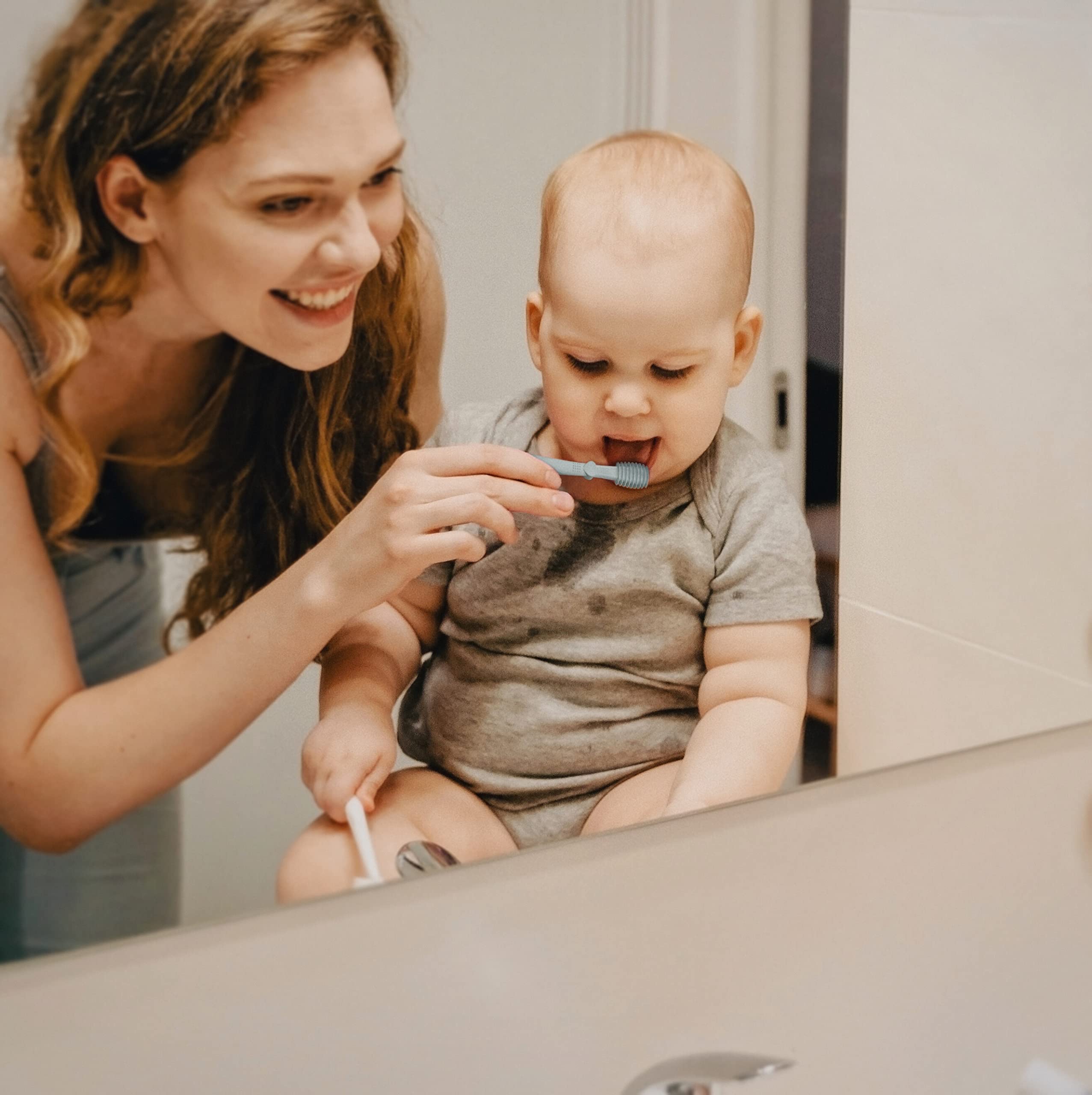 Moonkie Baby Finger Toothbrush & Tongue Cleaner Kit – 2 Pcs, 3 Months+, Blush