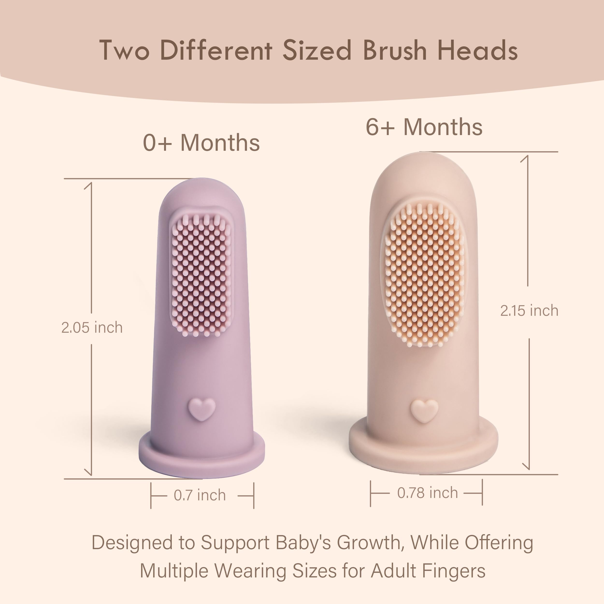 Moonkie Baby Finger Toothbrush & Tongue Cleaner Kit – 3 Months+ (3 Pcs) – Blush, Pale Mauve
