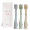 Moonkie Baby Tongue Cleaner 3-Piece Set | Silicone Baby Oral Care Kit for 3 Months+ (Blue/Mint/Sand)