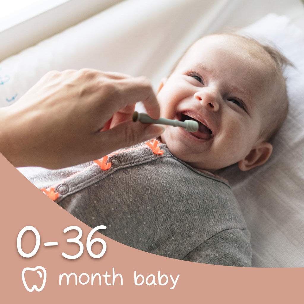 Moonkie Baby Finger Toothbrush & Tongue Cleaner Kit – 3 Months+, 3 Pcs (Blue/Mint/Blue)