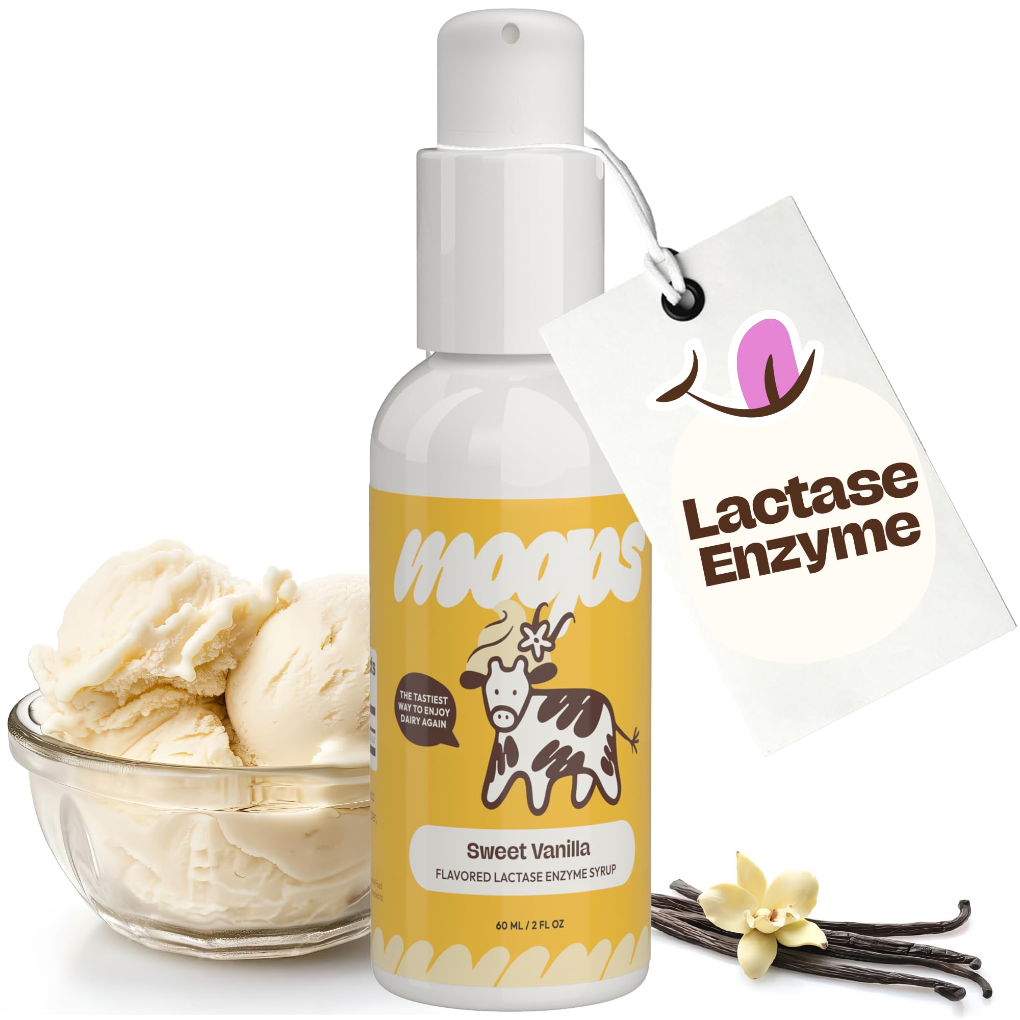 Moops Liquid Lactase Syrup 2oz – Fast Dairy Relief (10,000 FCC)