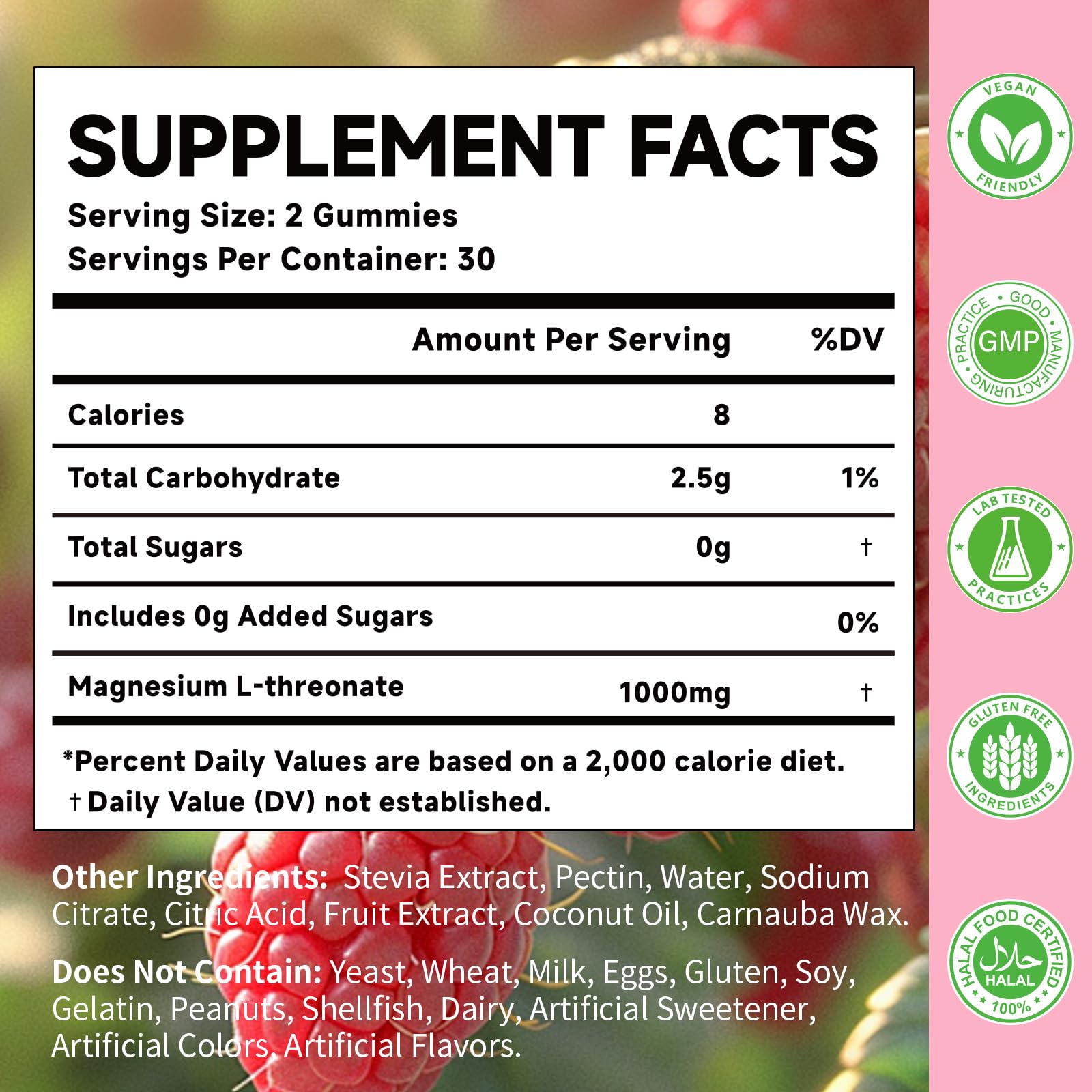 MOORGUMY Magnesium L-threonate Gummies – 1,000 mg | 60 Count | Memory & Sleep Support