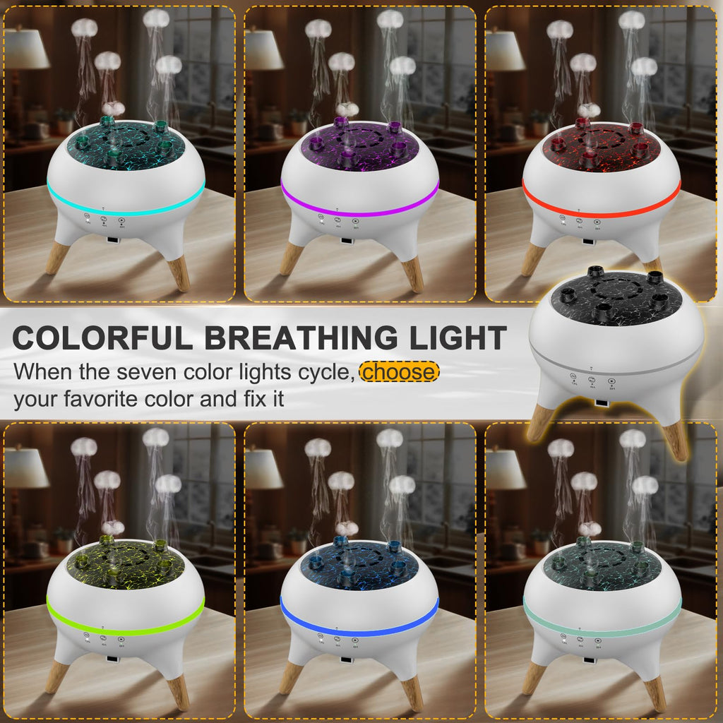 Morbou Jellyfish Diffuser with Music - 250ml + 2 Oils | 7 Color Lights