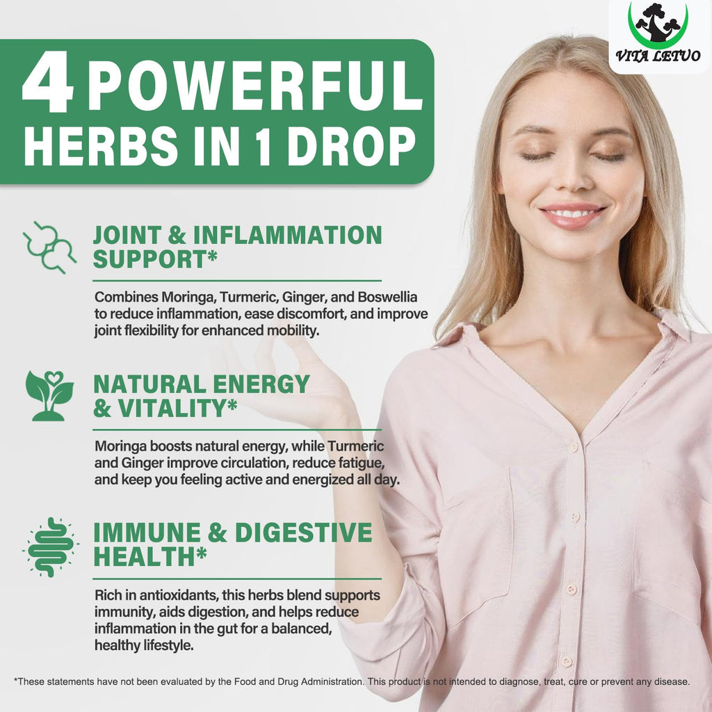 Moringa Drops – Organic Moringa Leaf Extract with Turmeric, Ginger & Boswellia