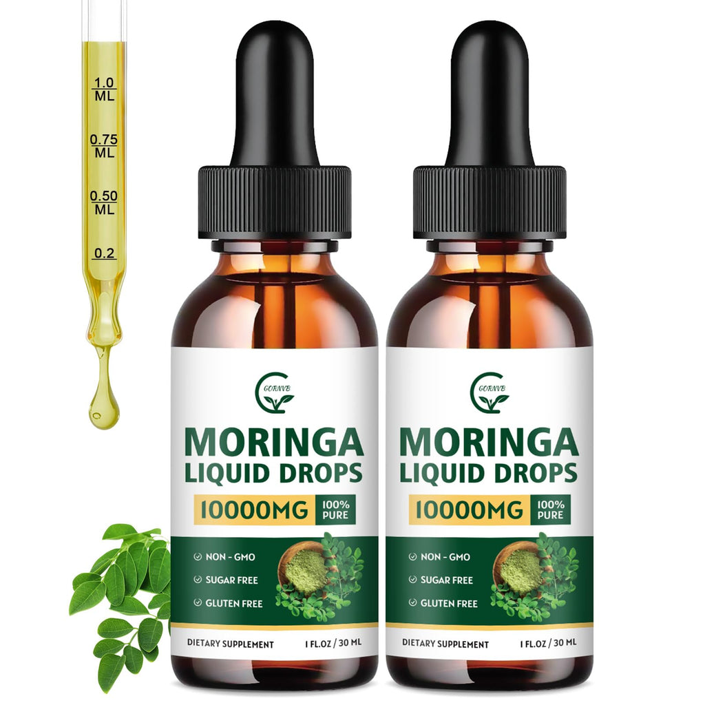 2 Pack Organic Moringa Liquid Drops with Turmeric & Black Pepper