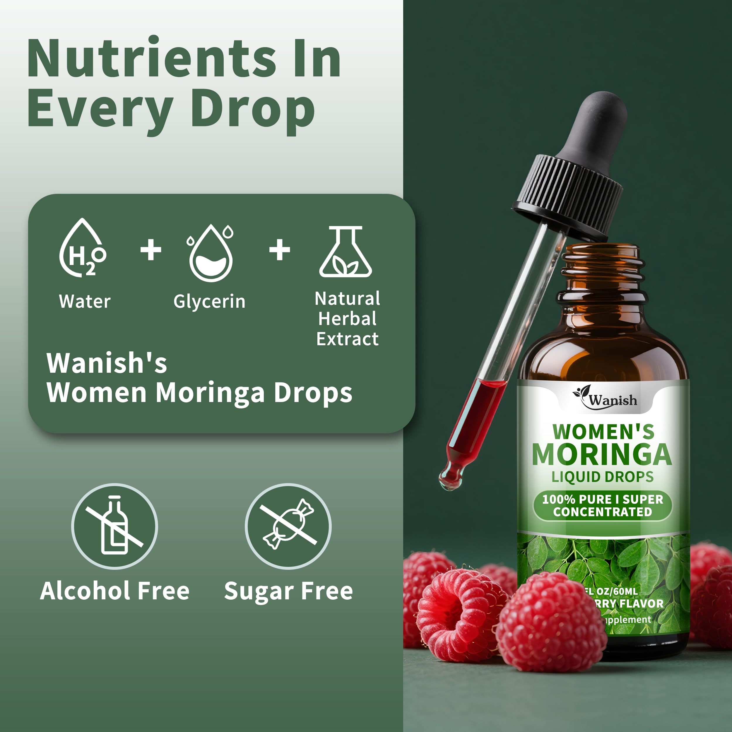 2 Pack (4 Fl Oz) Moringa Liquid Drops 800 mg for Women – Energy, Immunity & Antioxidants