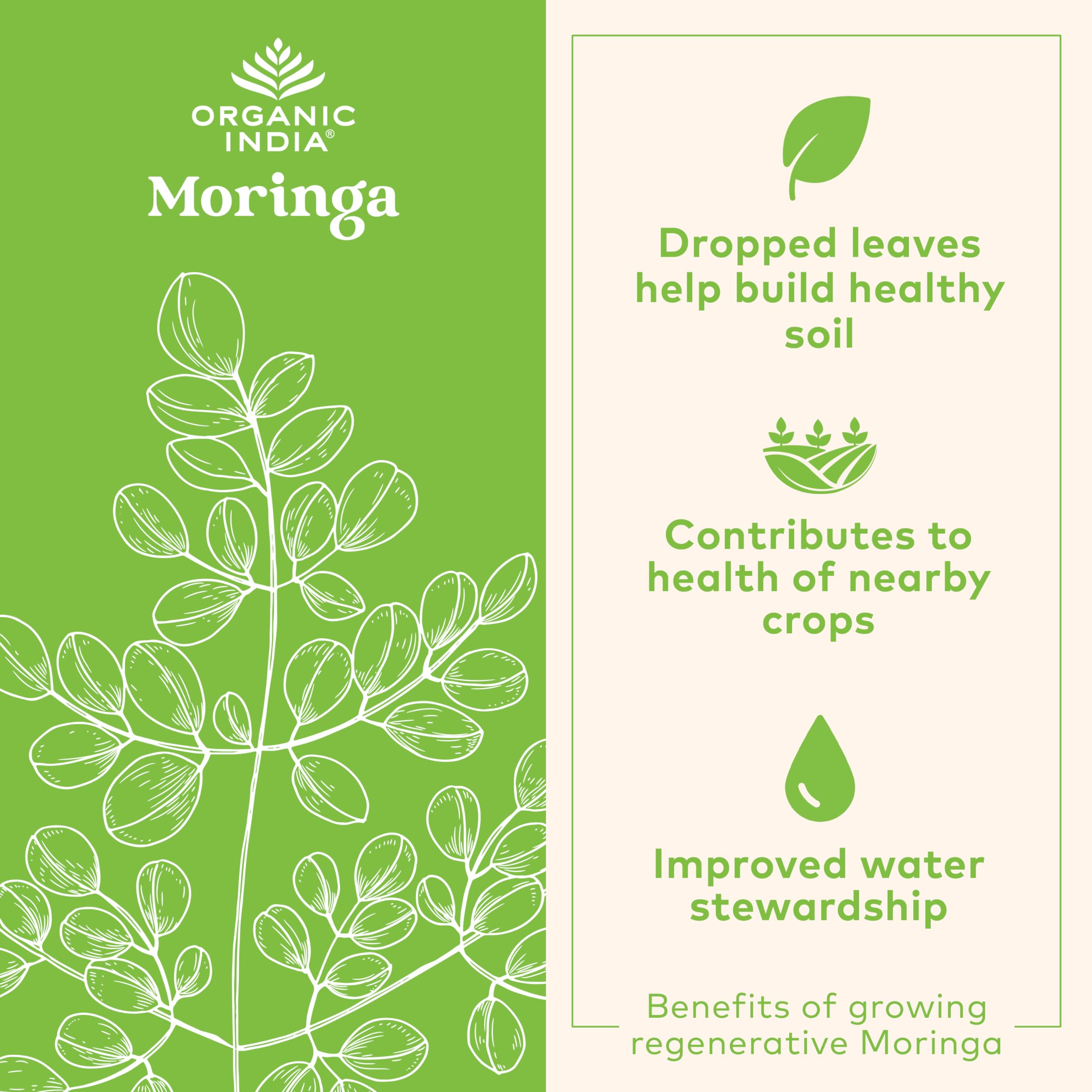 Organic India Moringa Capsules Organic – Green Superfood, Vegan, Gluten-Free | 90 Capsules