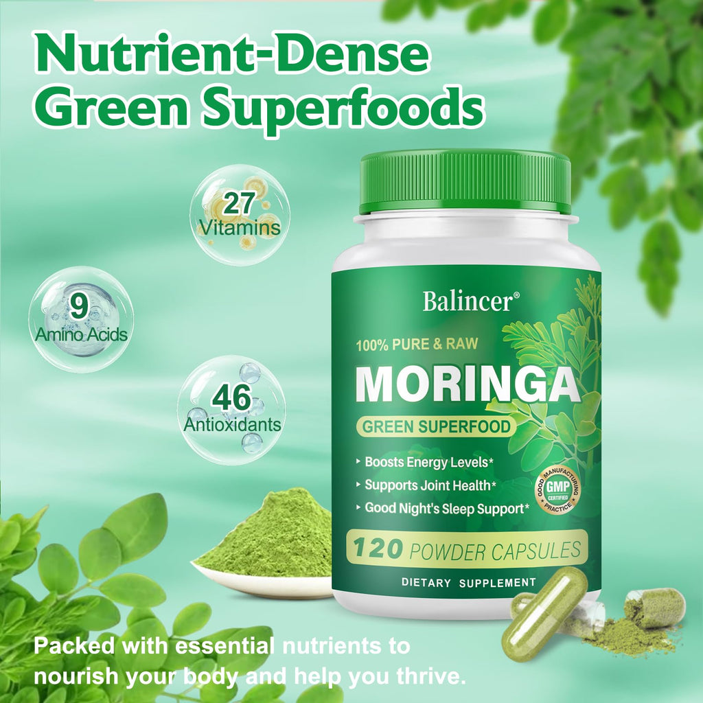 Moringa Powder Capsules – Pure Moringa Leaf, 800mg, 240 Vegan Capsules