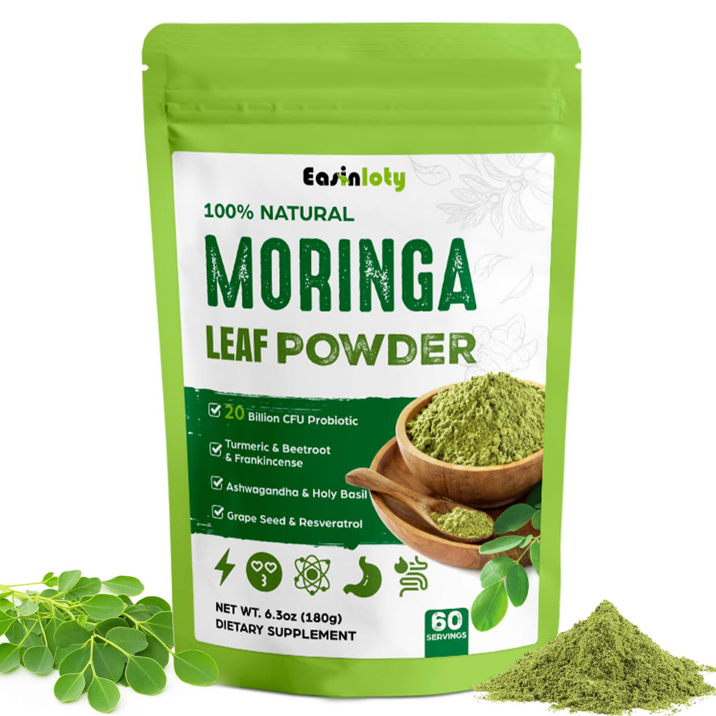 Moringa Powder Organic 2000MG - 18-in-1 Green Superfood, 60 Servings