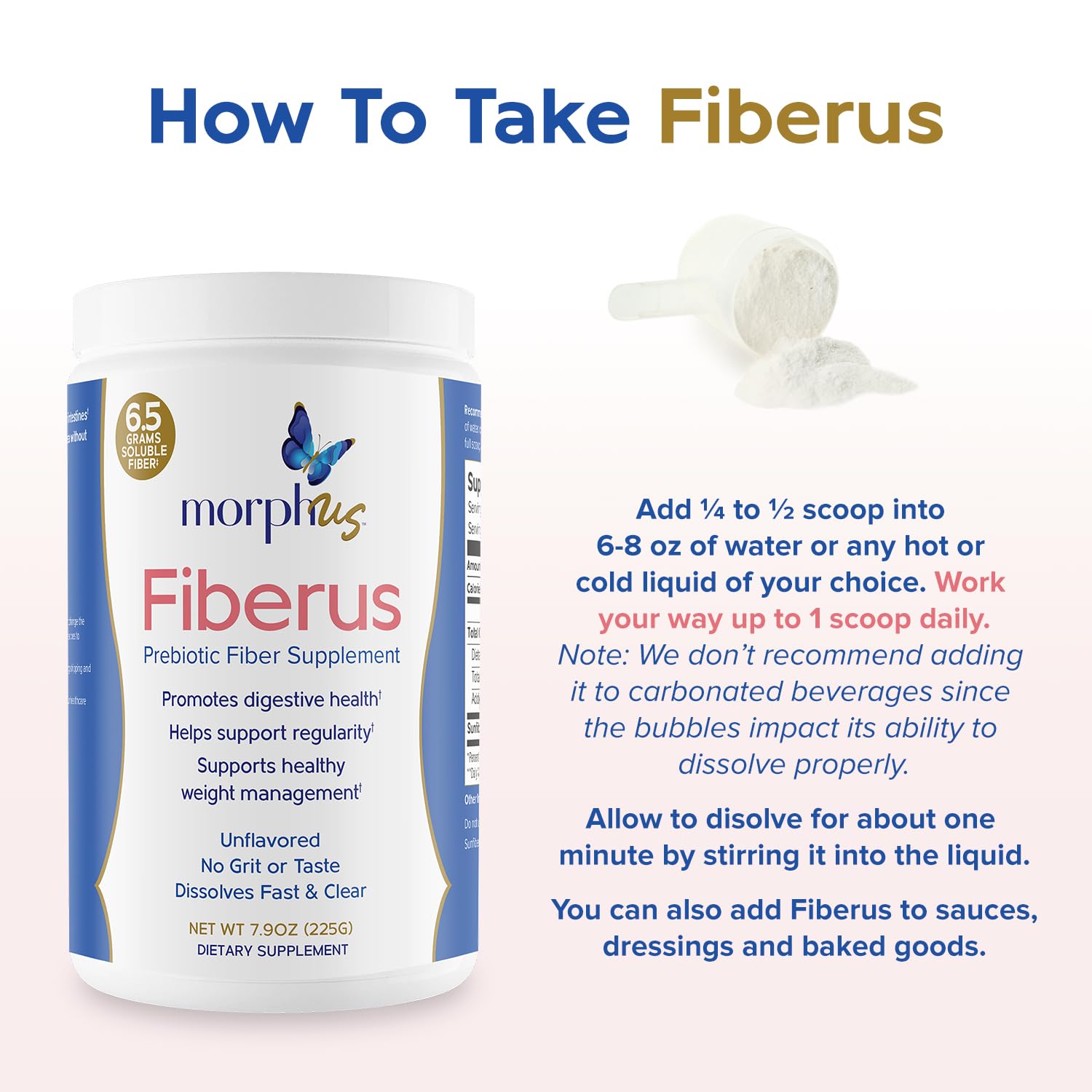 MORPHUS Fiberus Prebiotic Fiber Powder – Flavorless, Women's Gut Health & Regularity