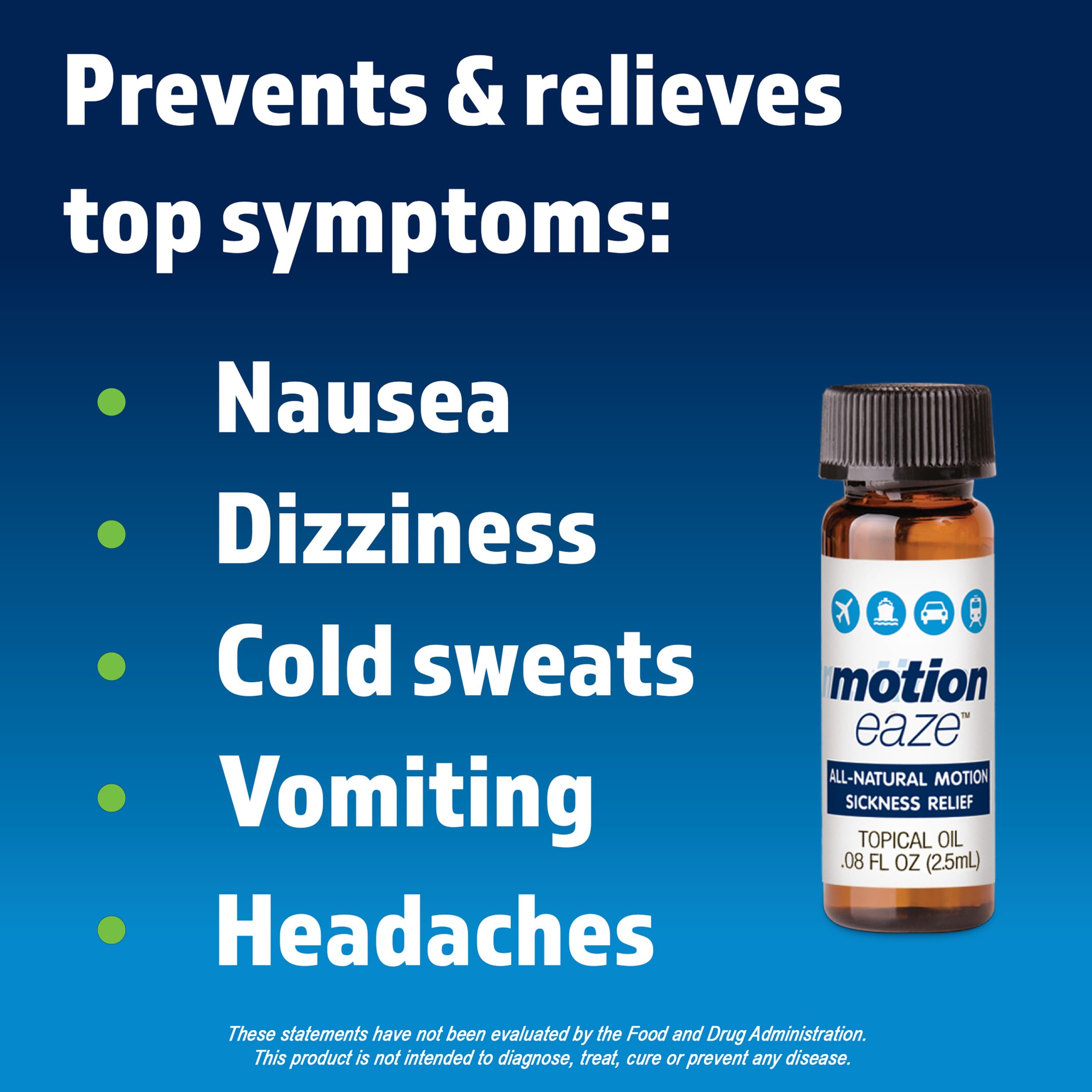 MotionEaze Non-Drowsy Motion Sickness Relief - All Natural Drug Free Formula - Made in The USA - 2.5ml Bottle