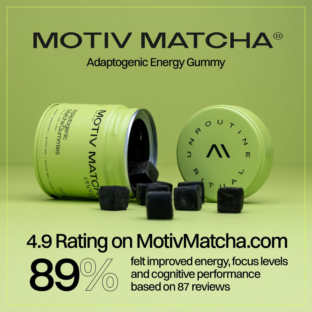 Motiv Organic Matcha & Mushrooms Energy Gummies – 300 MG Concentrate