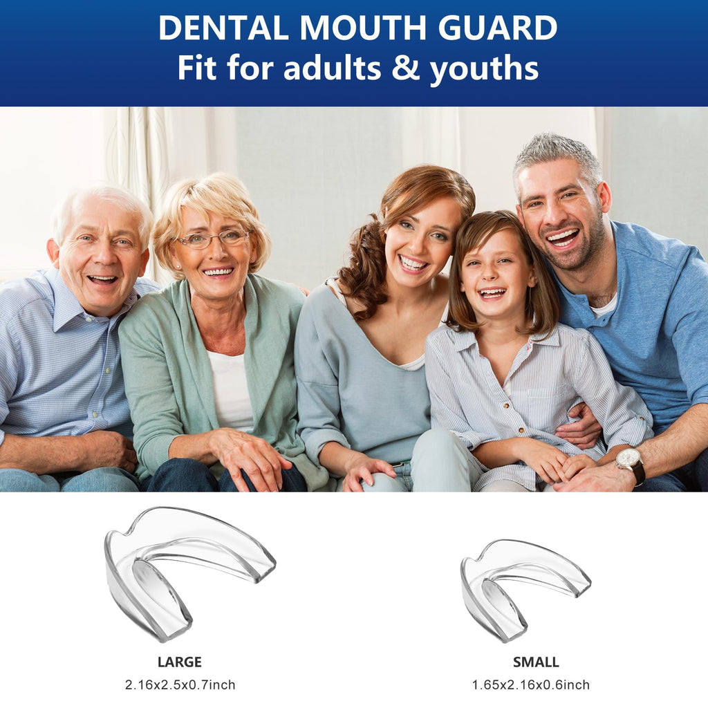 Mouth Guard for Teeth Grinding at Night – Bruxism Night Guard (8 Pack) with 12 Cleaning Tablets