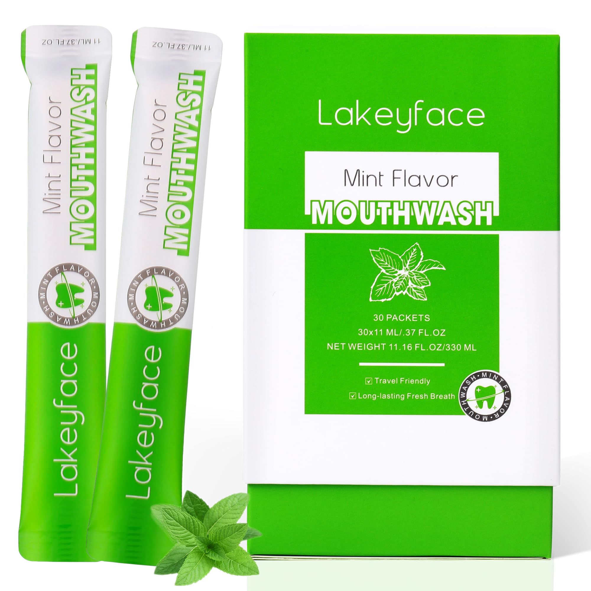 Mouthwash Travel Pack – 30 Packets, Alcohol-Free, TSA Approved, Mint 11ml Each