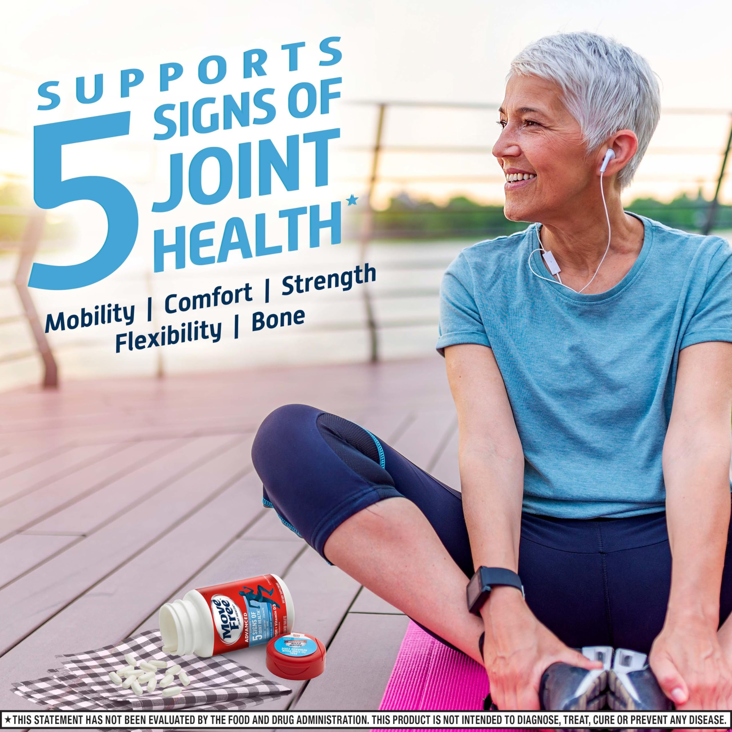 Move Free Advanced: Glucosamine Chondroitin MSM + Vitamin D3 Joint Support – Mobility, Bone & Immune Health (3x120ct)
