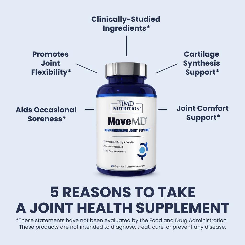 MoveMD Joint Health Supplement by 1MD Nutrition | Collagen, Astaxanthin, Boswellia | 2-Pack (60 Capsules)