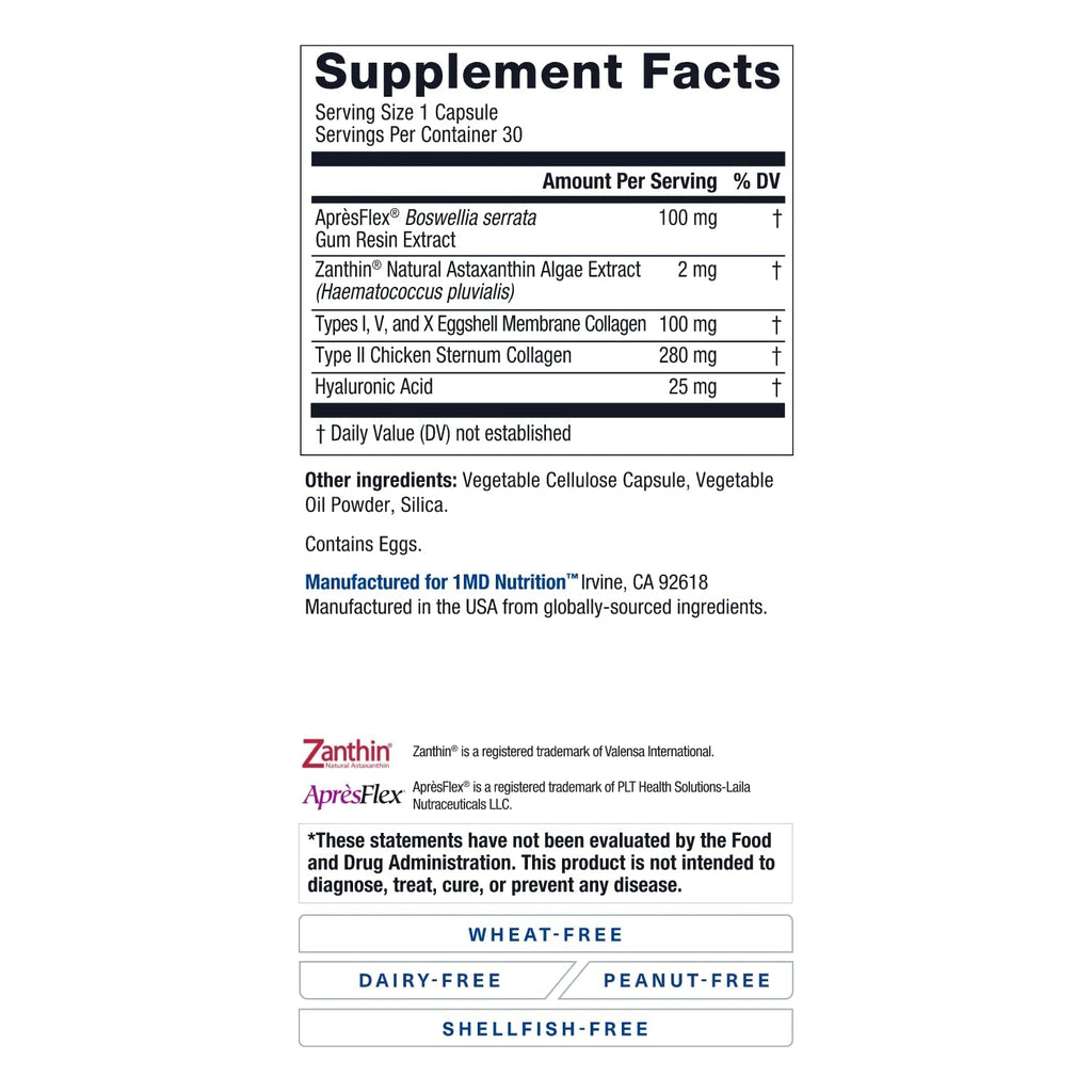 MoveMD Joint Health Supplement by 1MD Nutrition | Collagen, Astaxanthin, Boswellia | 2-Pack (60 Capsules)
