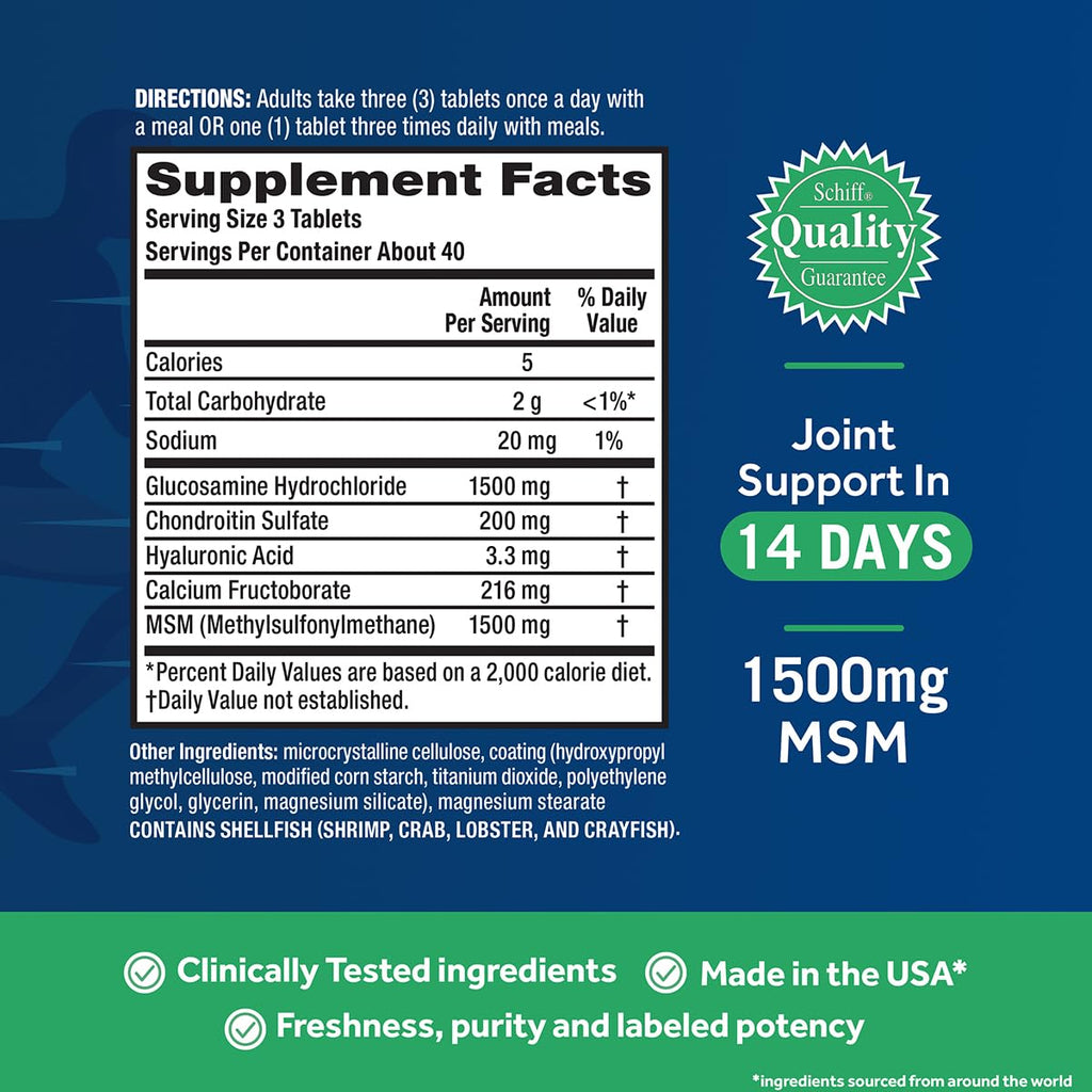 Move Free Advanced Glucosamine Chondroitin MSM Joint Support Supplement – Supports Mobility, Comfort, Strength, Flexibility & Bone (120 Tablets/40 Servings, 2 Pack)
