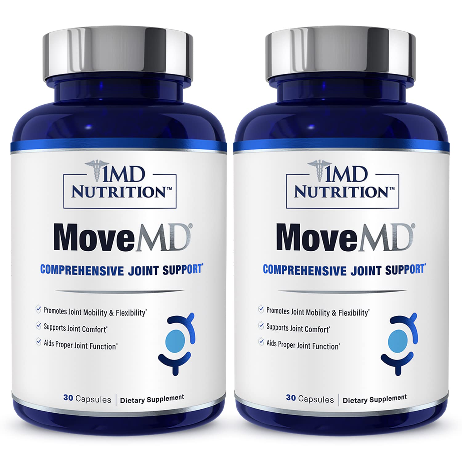 MoveMD Joint Health Supplement by 1MD Nutrition | Collagen, Astaxanthin, Boswellia | 2-Pack (60 Capsules)