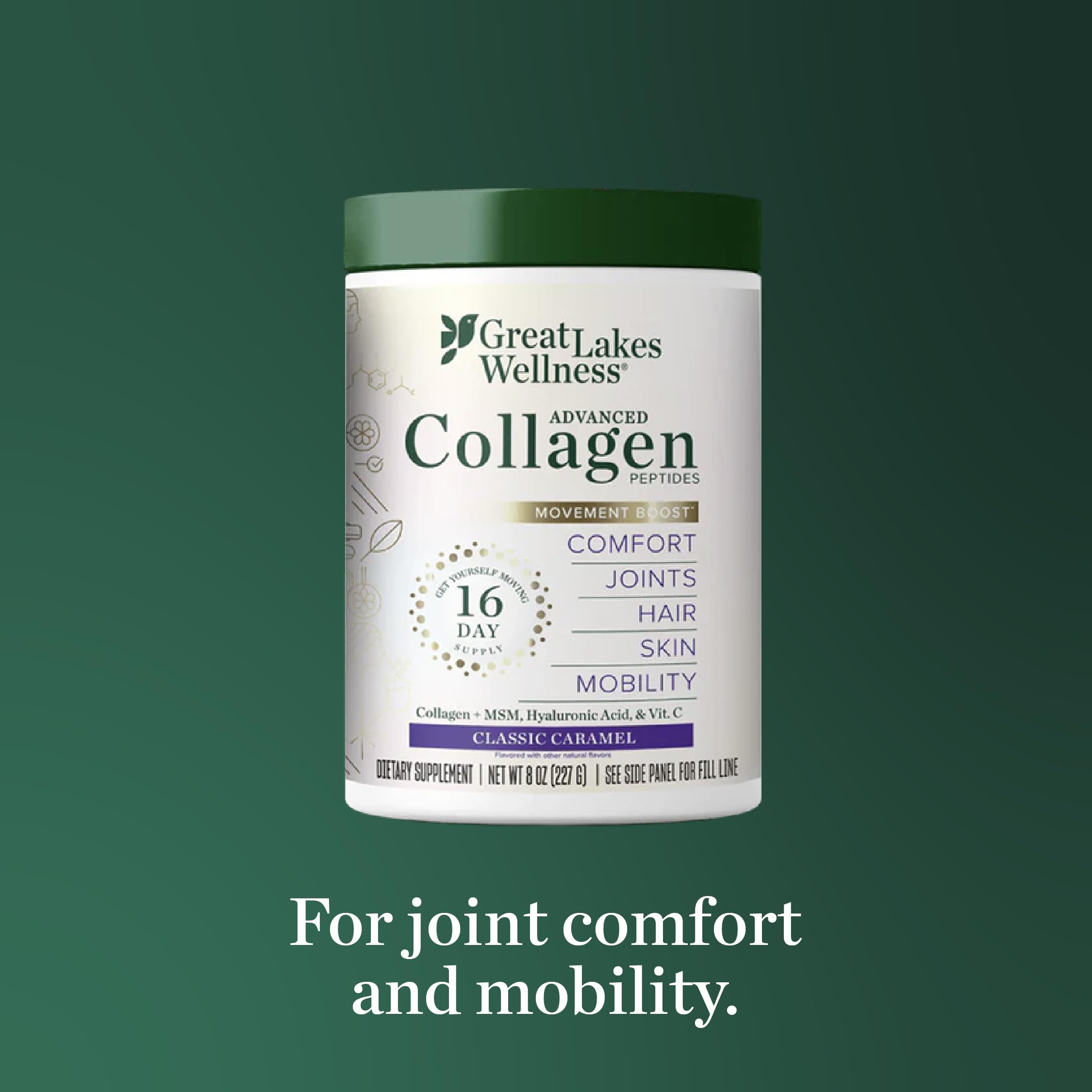 Great Lakes Wellness Movement Boost Collagen Peptides – Caramel, Non-GMO, Keto, 8 oz
