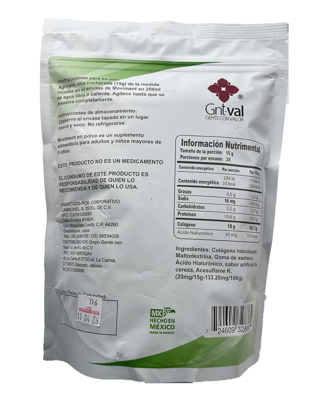 Moviment: Hydrolyzed Collagen + Hyaluronic Acid – Sugar-Free Cherry Flavor
