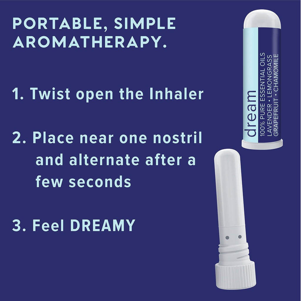 MOXĒ Dream Nasal Inhaler – Calming Essential Oil Blend for Sleep (Lavender, Chamomile, Lemongrass, Grapefruit) – USA Made (3 Pack)