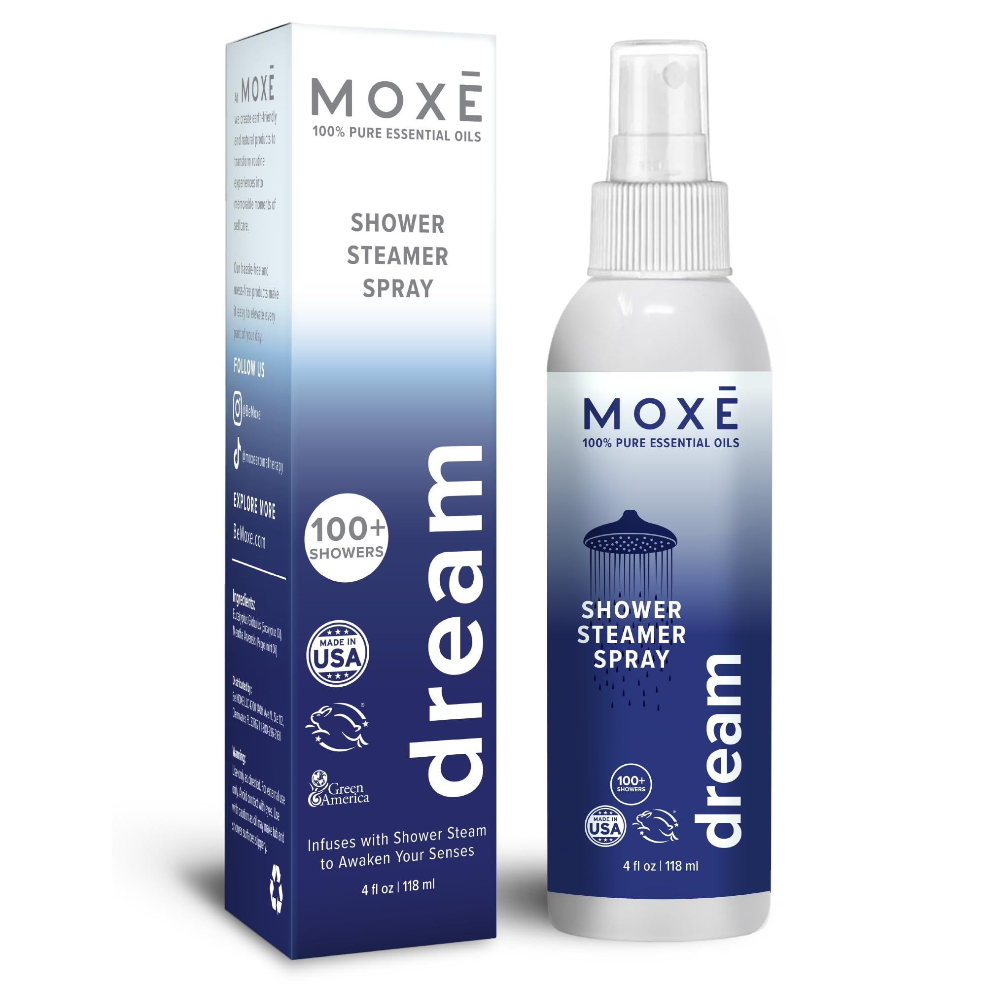MOXE Dream Shower Mist – Spa Steam Spray with Natural Essential Oils | 4 oz