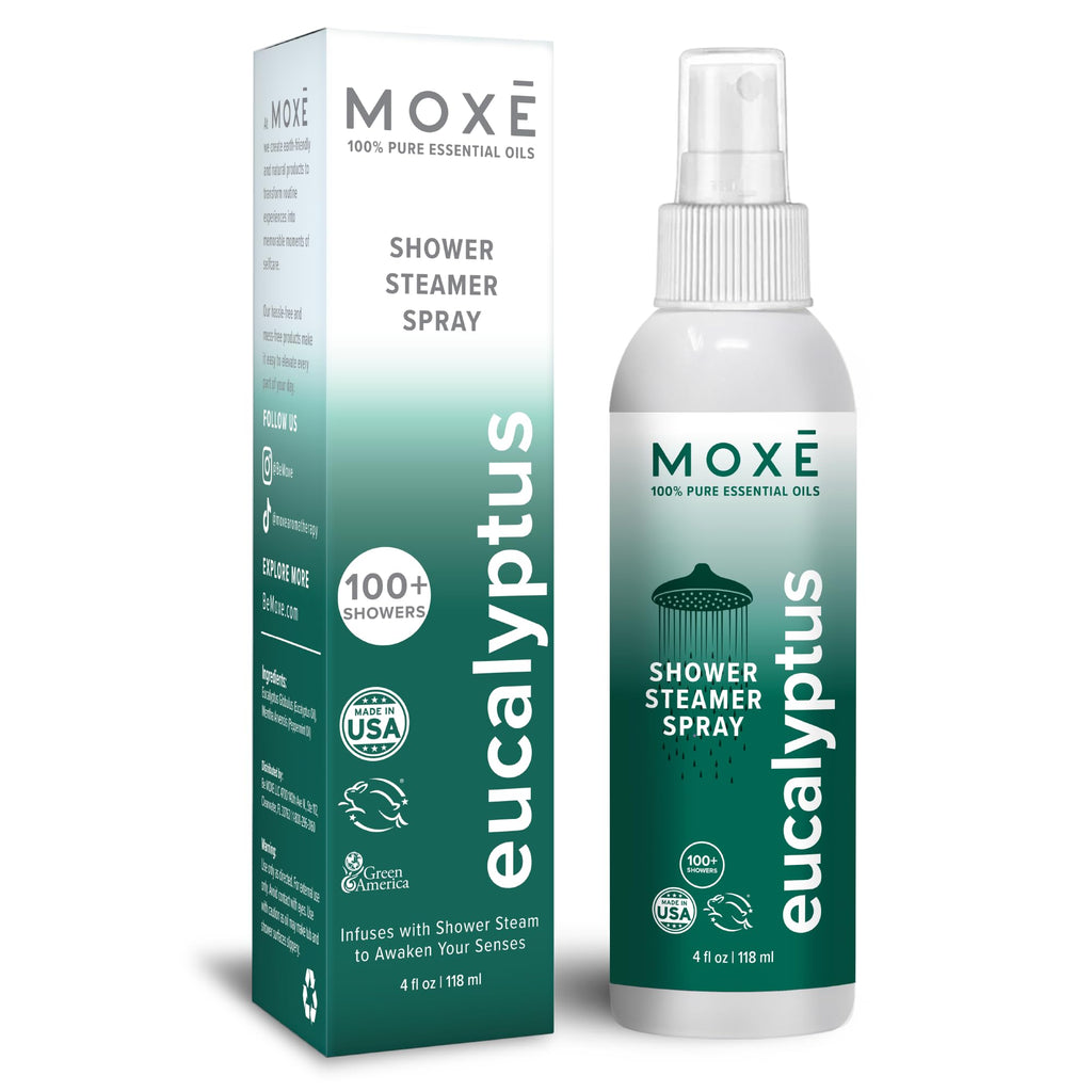 MOXĒ Eucalyptus Oil Shower Mist – 4 oz | 100% Pure Essential Oils, Made in USA