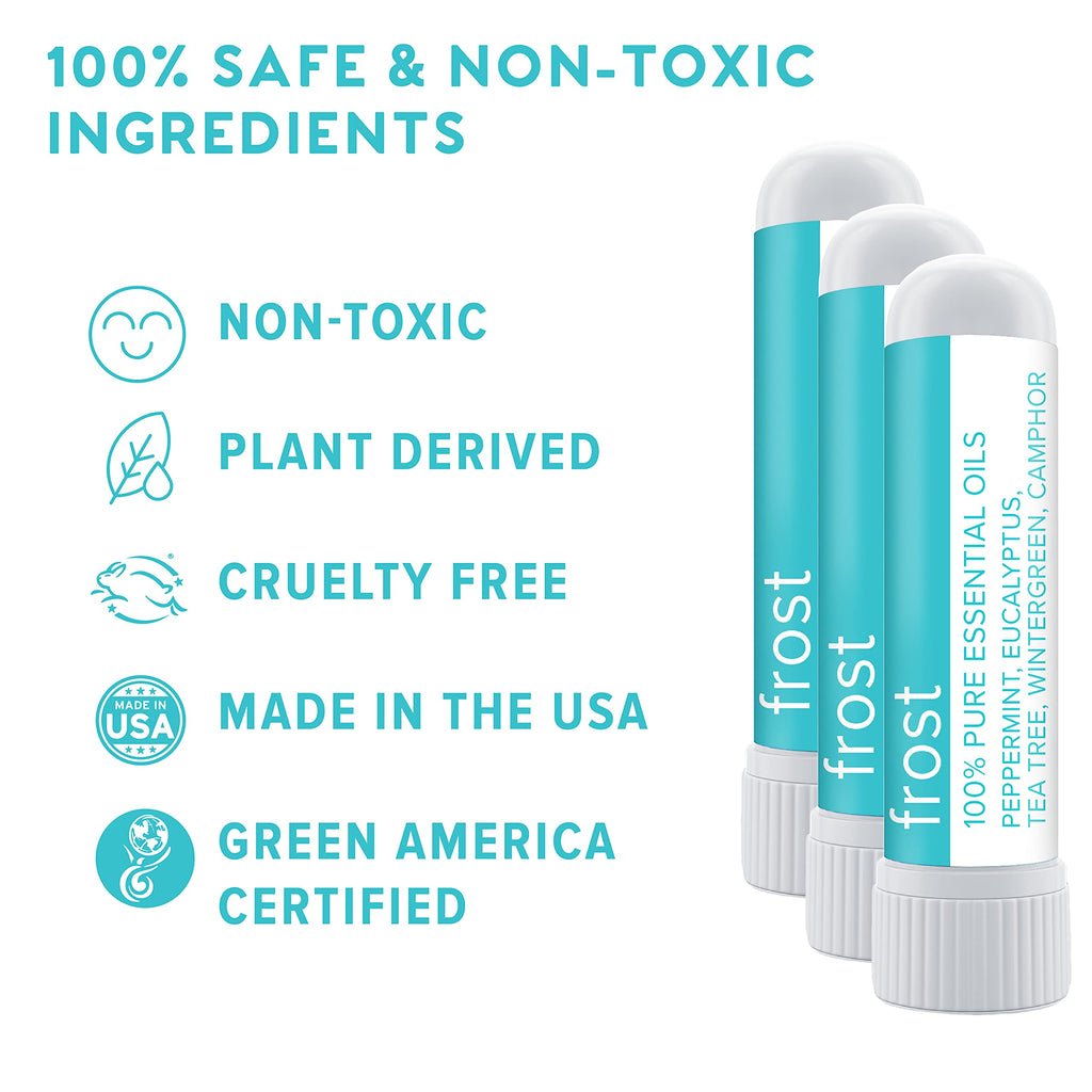 MOXE Frost - Energizing Aromatherapy Nasal Inhaler - Alleviate Headaches, Boost Focus & Energy - Cooling Sinus Blaster - Includes Peppermint, Eucalyptus, & Wintergreen Essential Oils - USA (1-Pack)