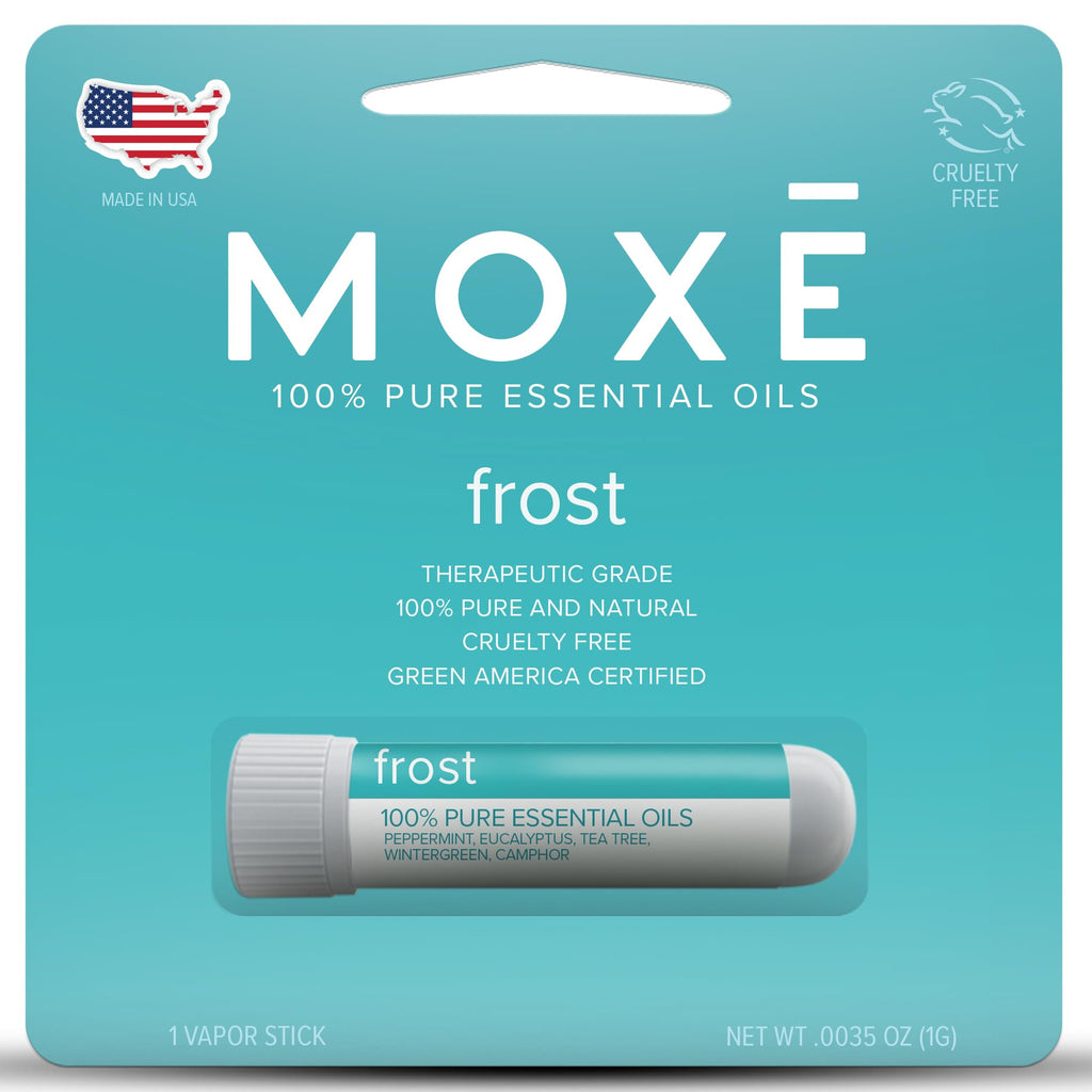 MOXE Frost - Energizing Aromatherapy Nasal Inhaler - Alleviate Headaches, Boost Focus & Energy - Cooling Sinus Blaster - Includes Peppermint, Eucalyptus, & Wintergreen Essential Oils - USA (1-Pack)