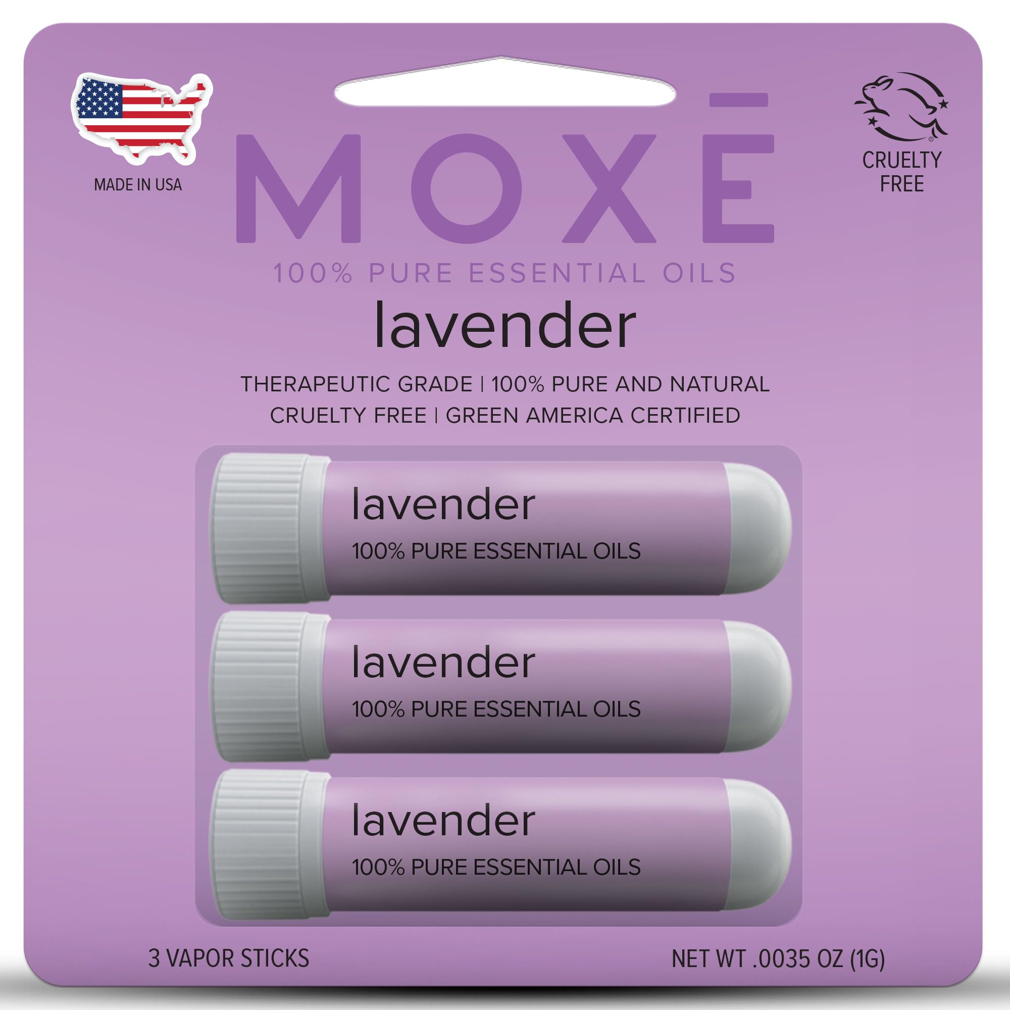 MOXĒ Lavender Essential Oil Inhaler 3 Pack | Pure, No-Mess Aromatherapy