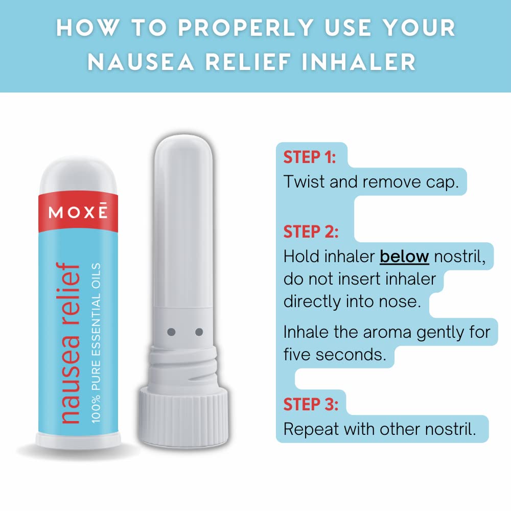 MOXE Nausea Nasal Inhaler Sticks – All-Natural Essential Oil Blend, Portable Aromatherapy, Made in USA (3 Pack)