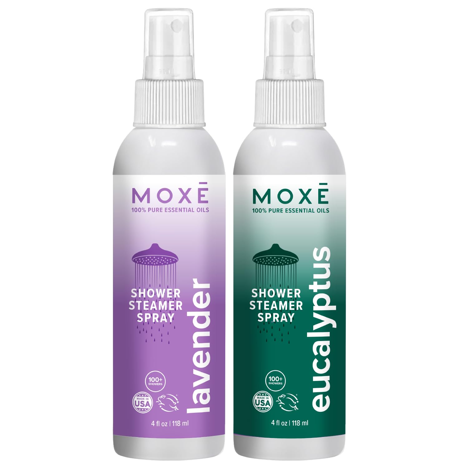 MOXE Shower Mist – Spa Steam Spray with Lavender & Eucalyptus (4 fl oz x 2)