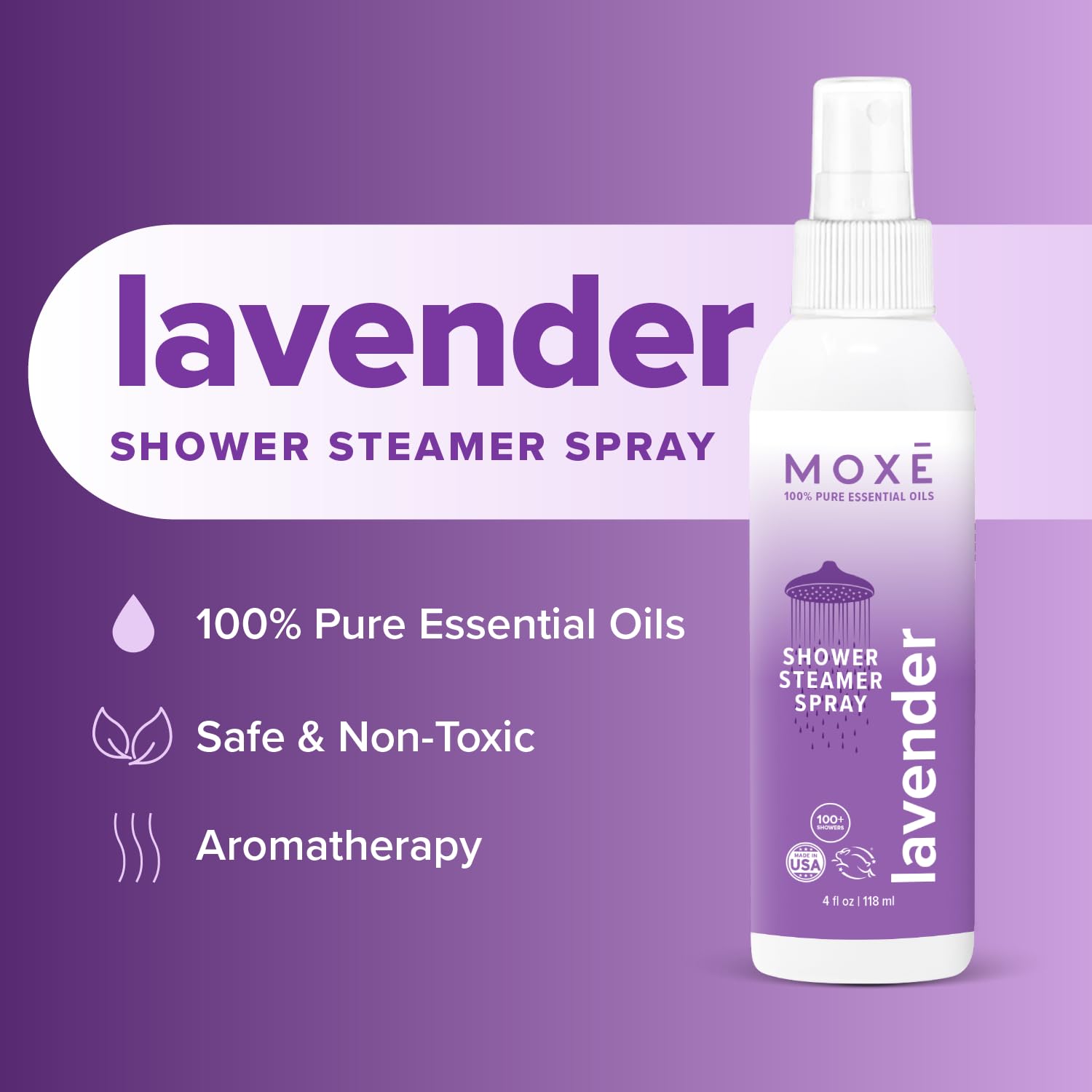 MOXE Shower Mist – Spa Steam Spray with Lavender & Eucalyptus (4 fl oz x 2)